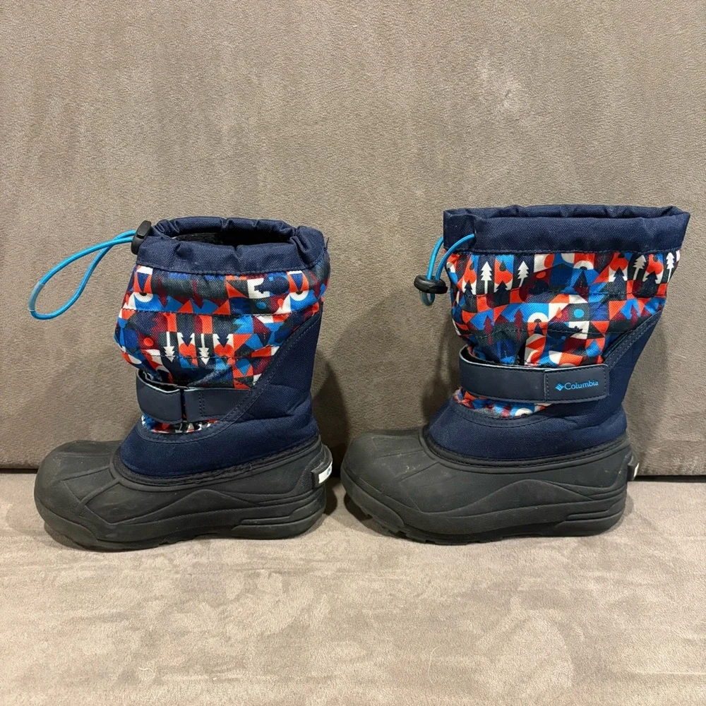 Columbia Snow Winter Boots‎ Geometric Forest Bear Print Pull On Big Kid Size 1
